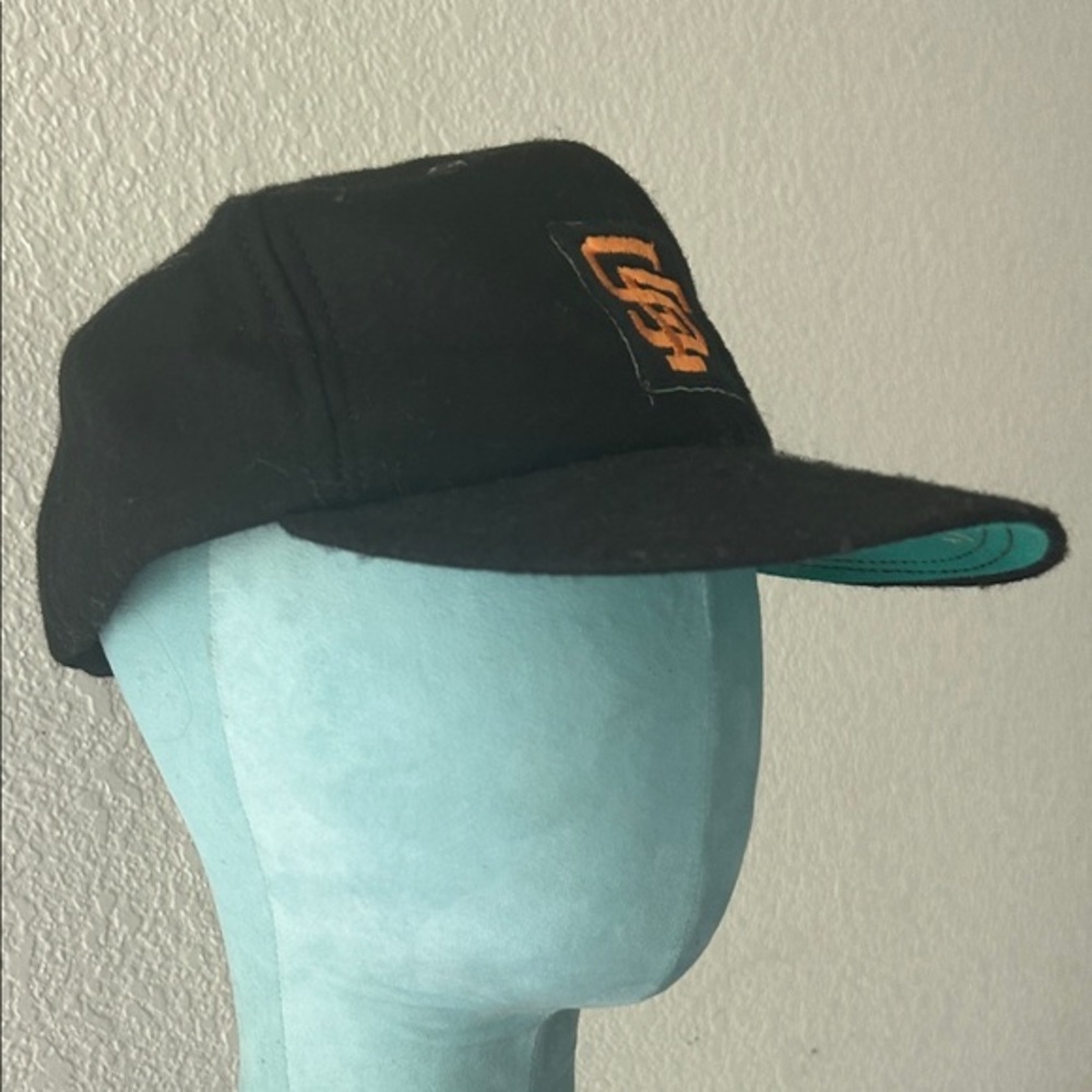 SF vintage wool Wilson’s Black Baseball Cap with Orange Logo